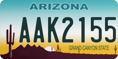 AZ license plate AAK2155