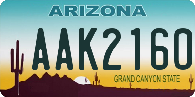AZ license plate AAK2160