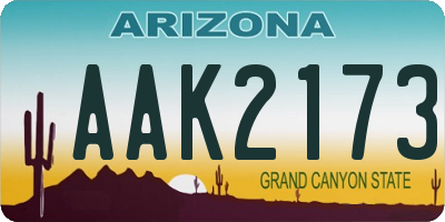 AZ license plate AAK2173