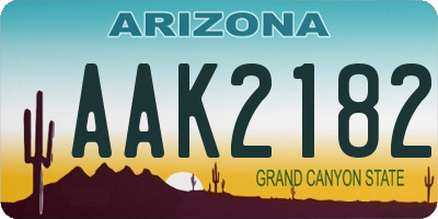 AZ license plate AAK2182
