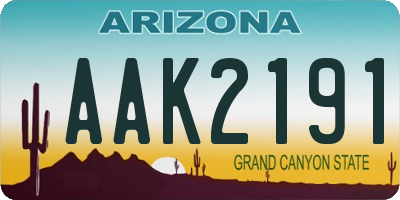 AZ license plate AAK2191