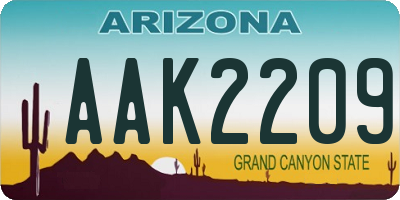 AZ license plate AAK2209
