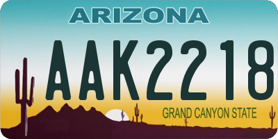 AZ license plate AAK2218