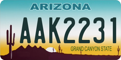 AZ license plate AAK2231