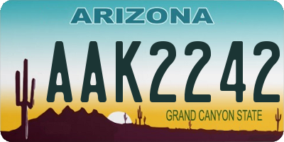 AZ license plate AAK2242
