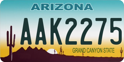 AZ license plate AAK2275