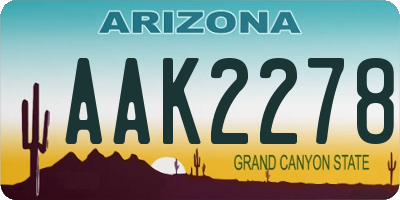 AZ license plate AAK2278