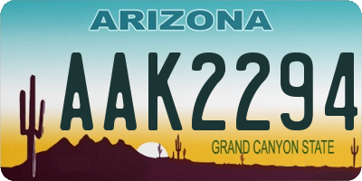 AZ license plate AAK2294