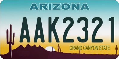 AZ license plate AAK2321