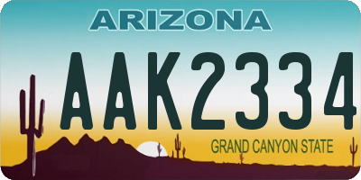 AZ license plate AAK2334