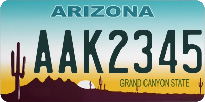 AZ license plate AAK2345