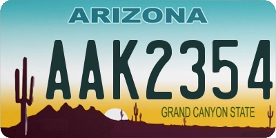 AZ license plate AAK2354
