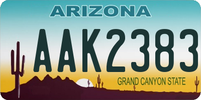 AZ license plate AAK2383