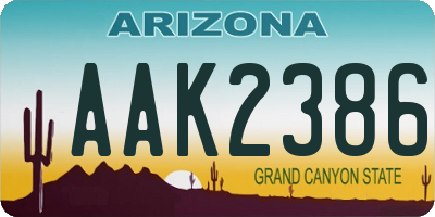 AZ license plate AAK2386