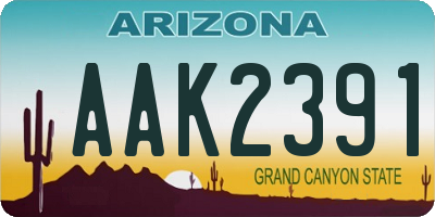 AZ license plate AAK2391