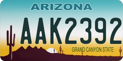 AZ license plate AAK2392