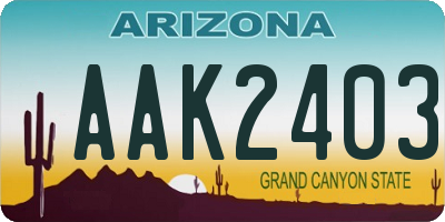 AZ license plate AAK2403