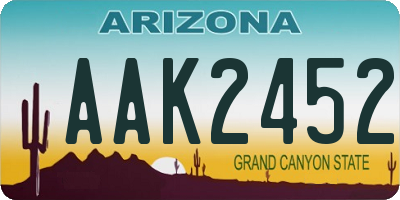 AZ license plate AAK2452