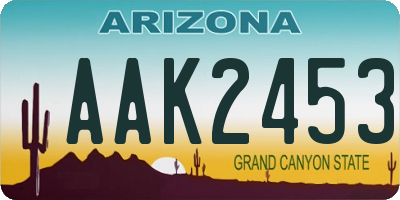 AZ license plate AAK2453