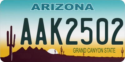AZ license plate AAK2502