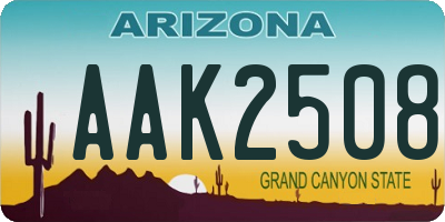 AZ license plate AAK2508