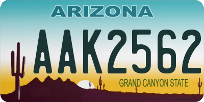 AZ license plate AAK2562