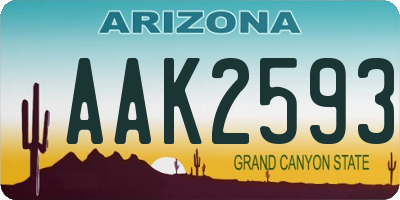 AZ license plate AAK2593