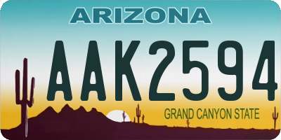 AZ license plate AAK2594