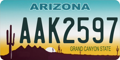 AZ license plate AAK2597