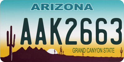 AZ license plate AAK2663