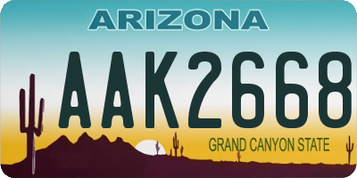 AZ license plate AAK2668