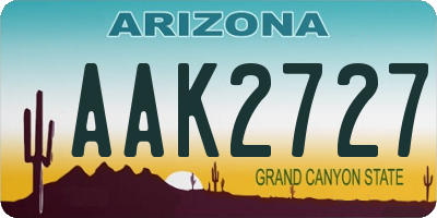 AZ license plate AAK2727