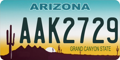 AZ license plate AAK2729
