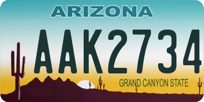 AZ license plate AAK2734
