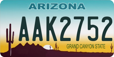 AZ license plate AAK2752