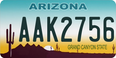 AZ license plate AAK2756