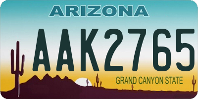 AZ license plate AAK2765
