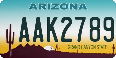 AZ license plate AAK2789