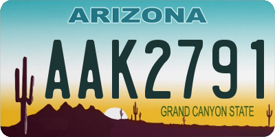AZ license plate AAK2791