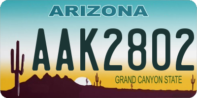 AZ license plate AAK2802