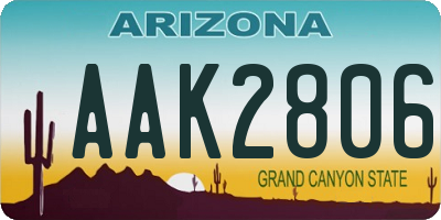 AZ license plate AAK2806
