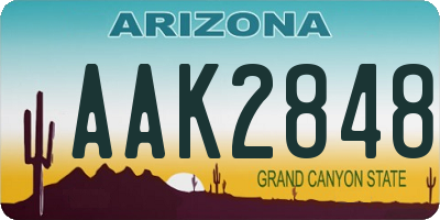 AZ license plate AAK2848