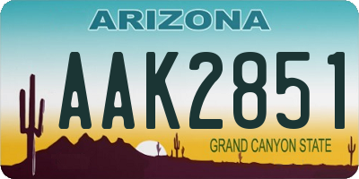 AZ license plate AAK2851