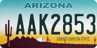 AZ license plate AAK2853