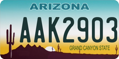 AZ license plate AAK2903
