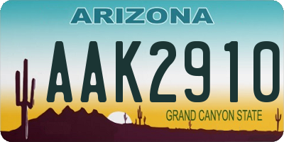 AZ license plate AAK2910