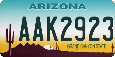 AZ license plate AAK2923