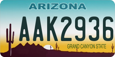 AZ license plate AAK2936