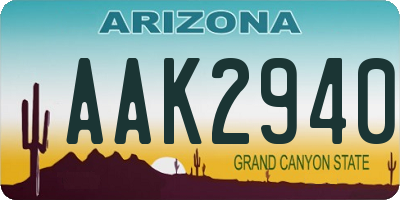 AZ license plate AAK2940