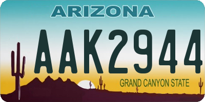 AZ license plate AAK2944